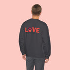 Dog Lover Crewneck Sweatshirt — “LOVE” Paw Design (My Dog > People)