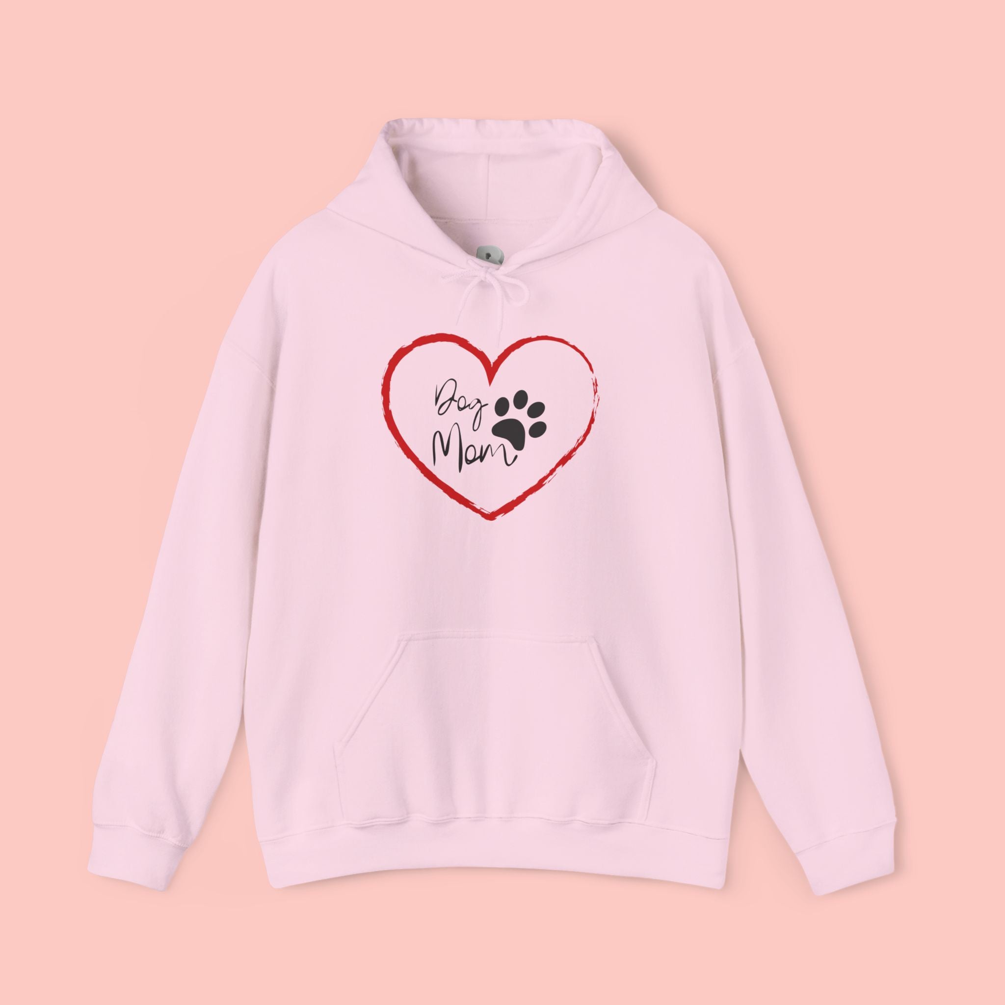 Dog Mom Hoodie — Heart Paw Print Pullover for Pet Lovers