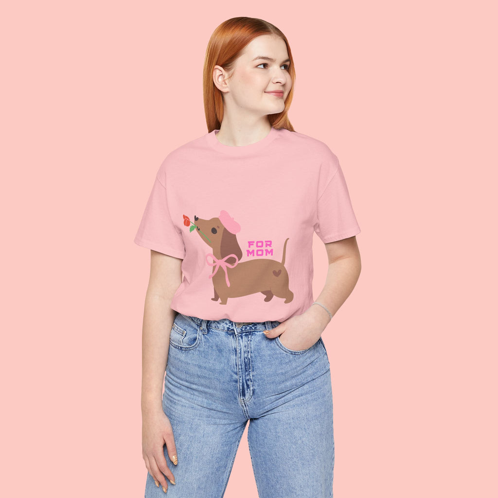 Mommy’s Dachshund Tee – Cute Dog with Rose “For Mom” Shirt