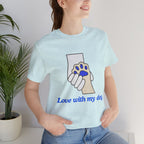 Dog Lover T-Shirt — "Love with my dog." Paw Print Graphic