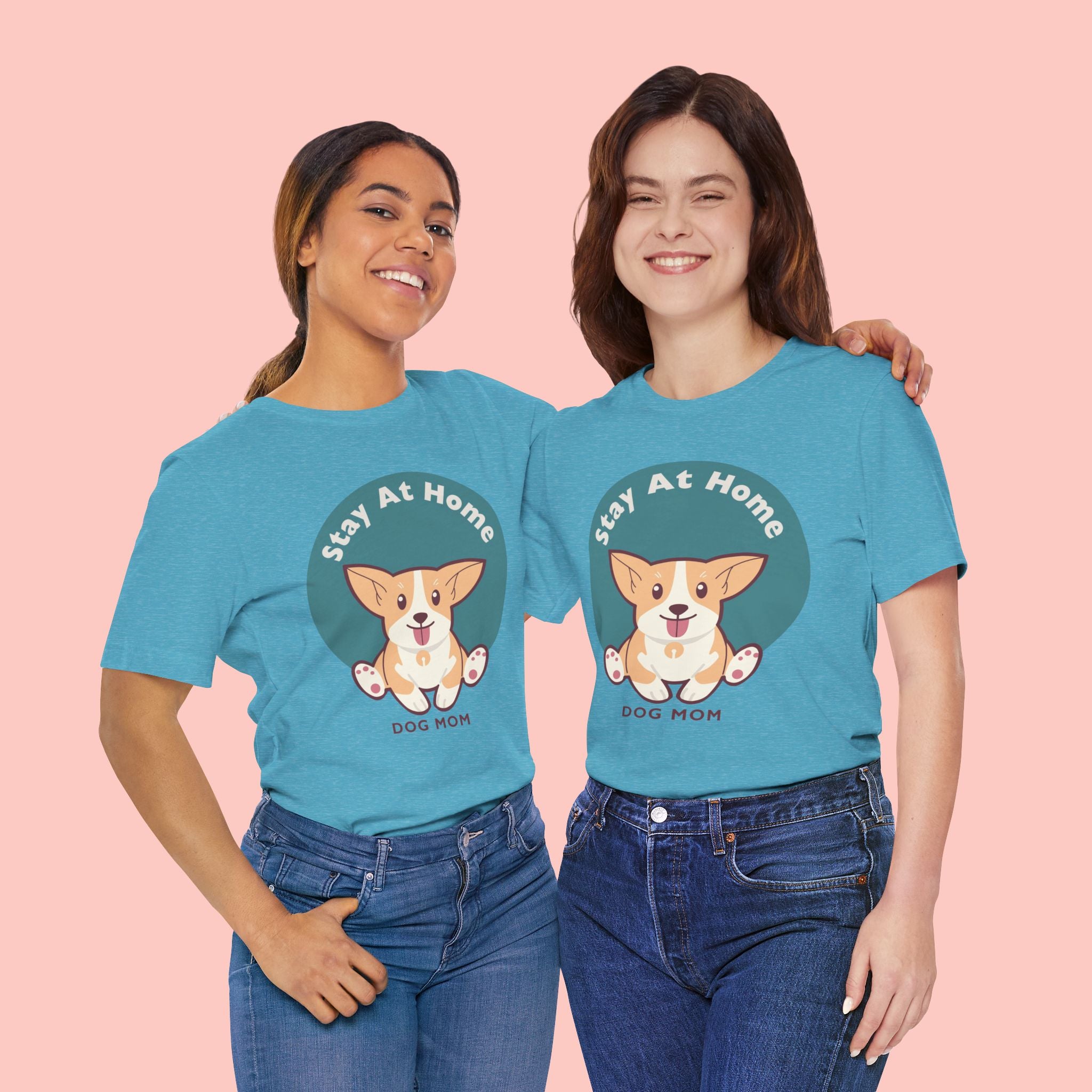 Stay At Home Dog Mom T-Shirt — Cute Corgi Graphic Tee