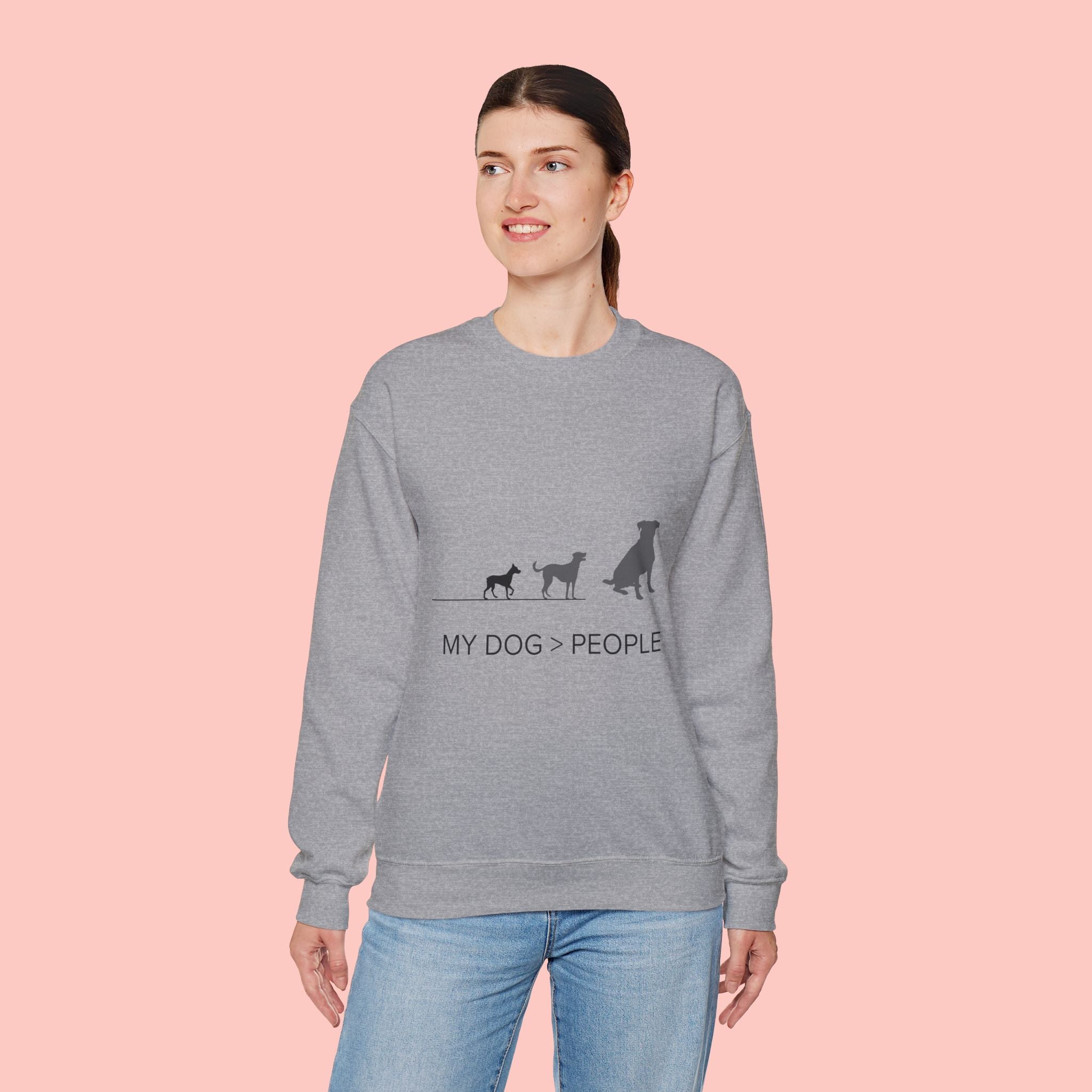 My Dog > People Sweatshirt - Cute Dog Silhouette Crewneck for Dog Lovers