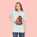 Dog Mom T-Shirt - Cute Woman Hugging Golden Retriever Tee