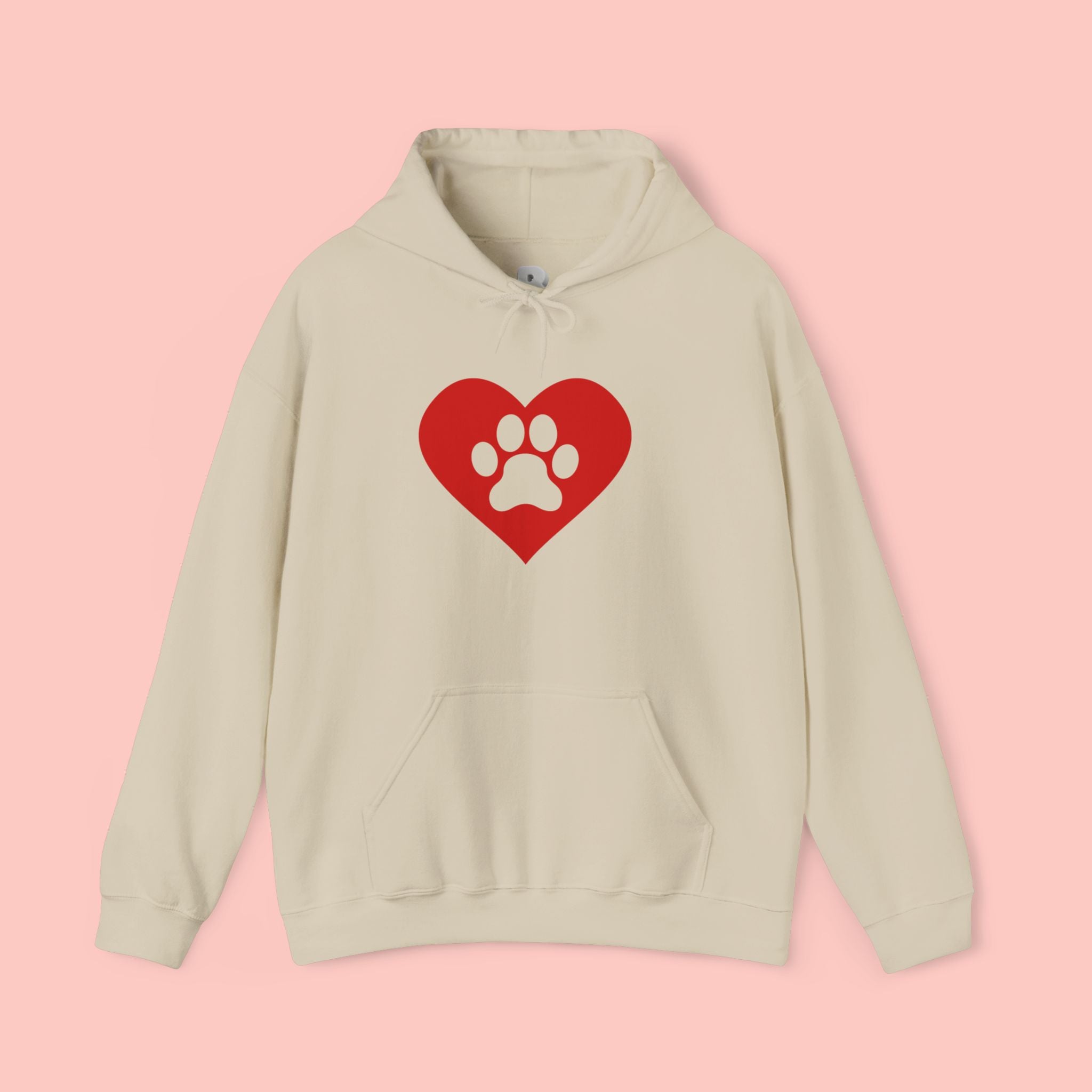 Heart Paw Hoodie — Cute Red Paw Print Animal Lover Sweatshirt