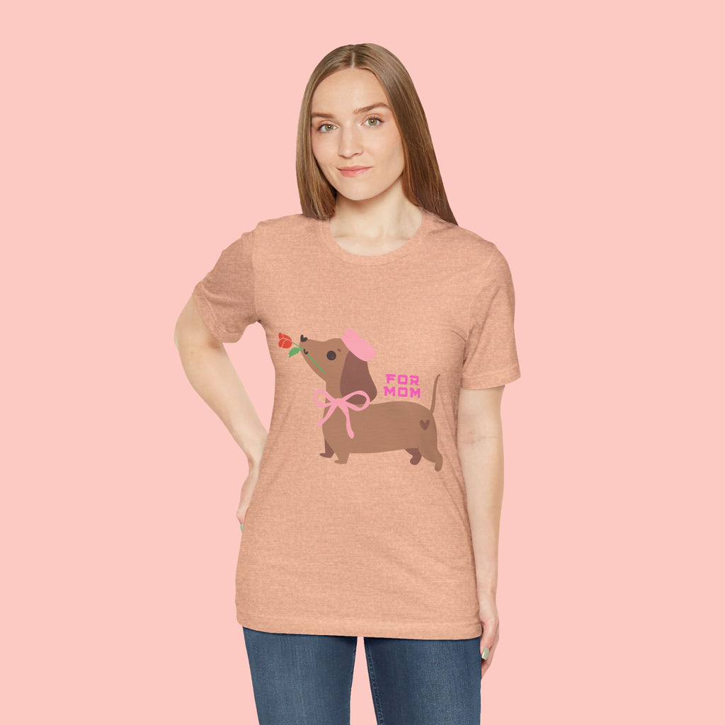 Mommy’s Dachshund Tee – Cute Dog with Rose “For Mom” Shirt