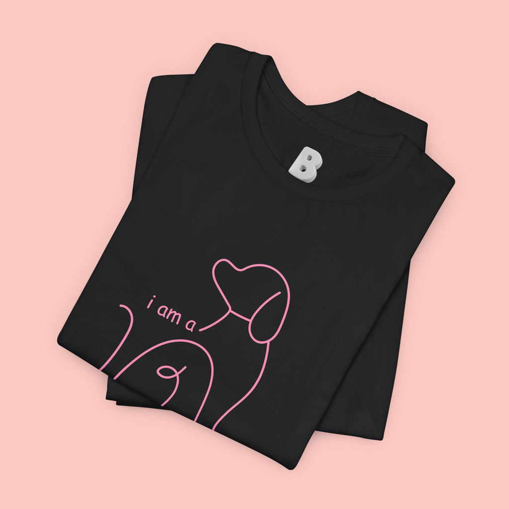 Dog Mom T‑Shirt – Minimal Pink Line Art Dog Tee