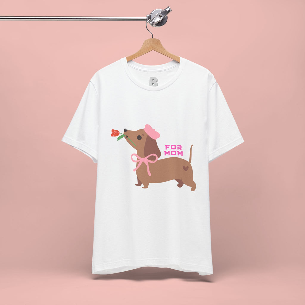 Mommy’s Dachshund Tee – Cute Dog with Rose “For Mom” Shirt