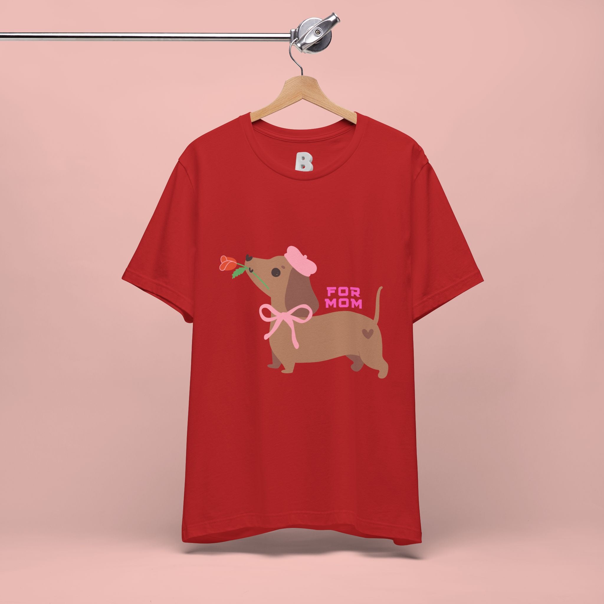 Mommy’s Dachshund Tee – Cute Dog with Rose “For Mom” Shirt