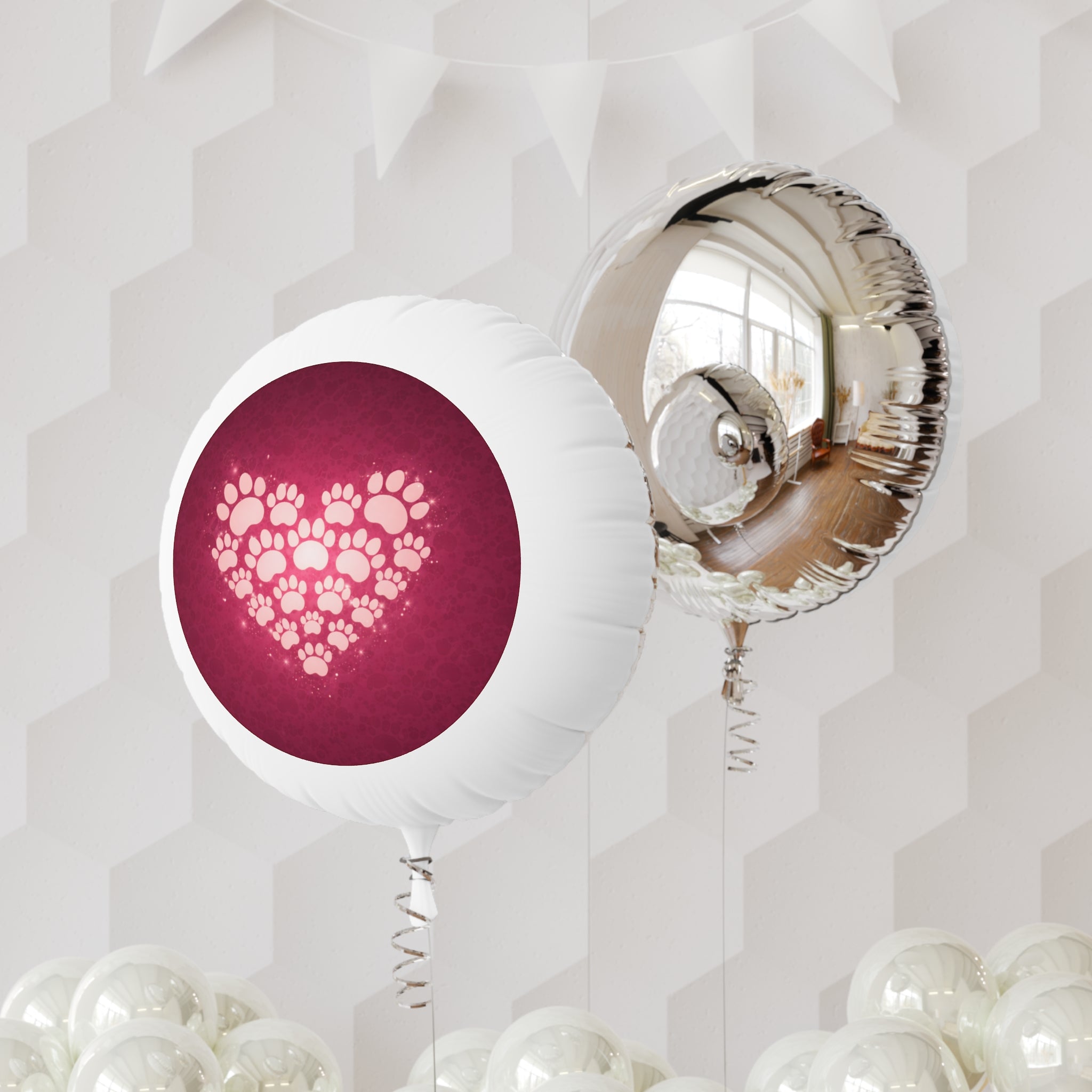 Paw Print Heart Mylar Balloon — Pet Love Helium Balloon for Parties & Gifts