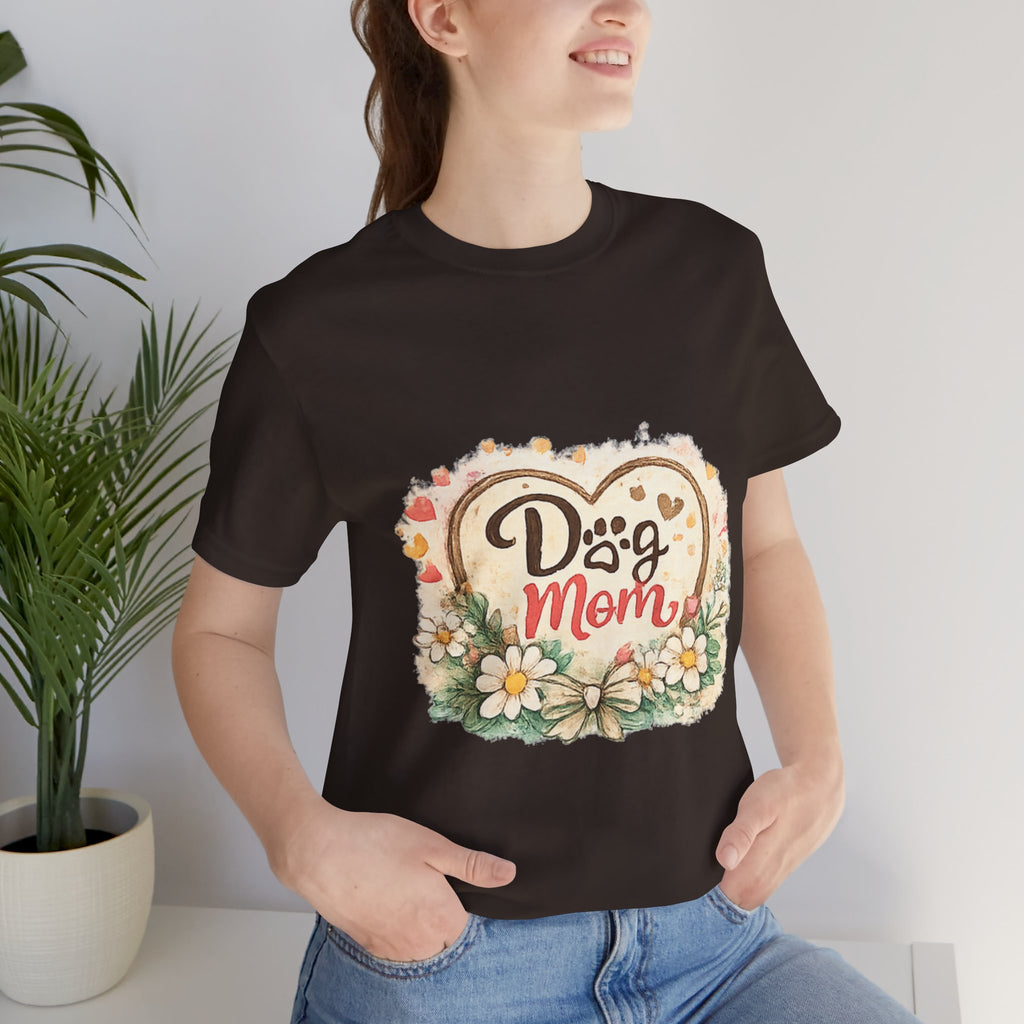 Dog Mom T-Shirt – Floral Paw Heart Graphic Tee
