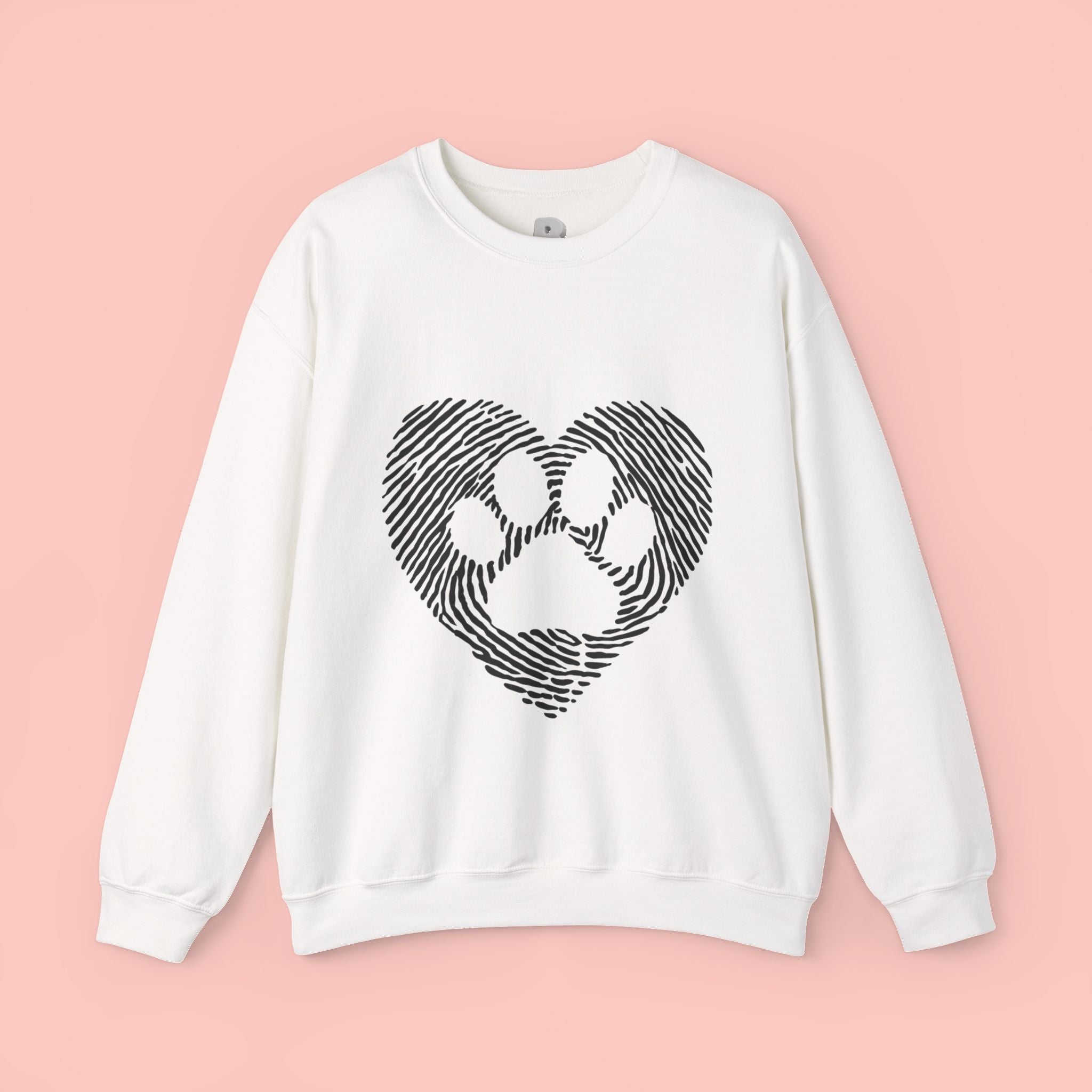 Fingerprint Heart Crewneck Sweatshirt — Panda Paw Love Graphic