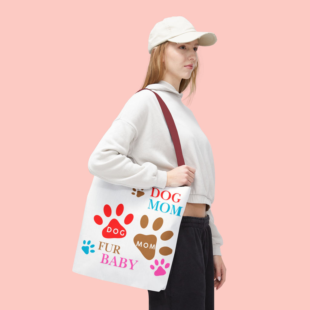 Dog Mom Tote Bag – "Fur Baby" Paw Print AOP Tote