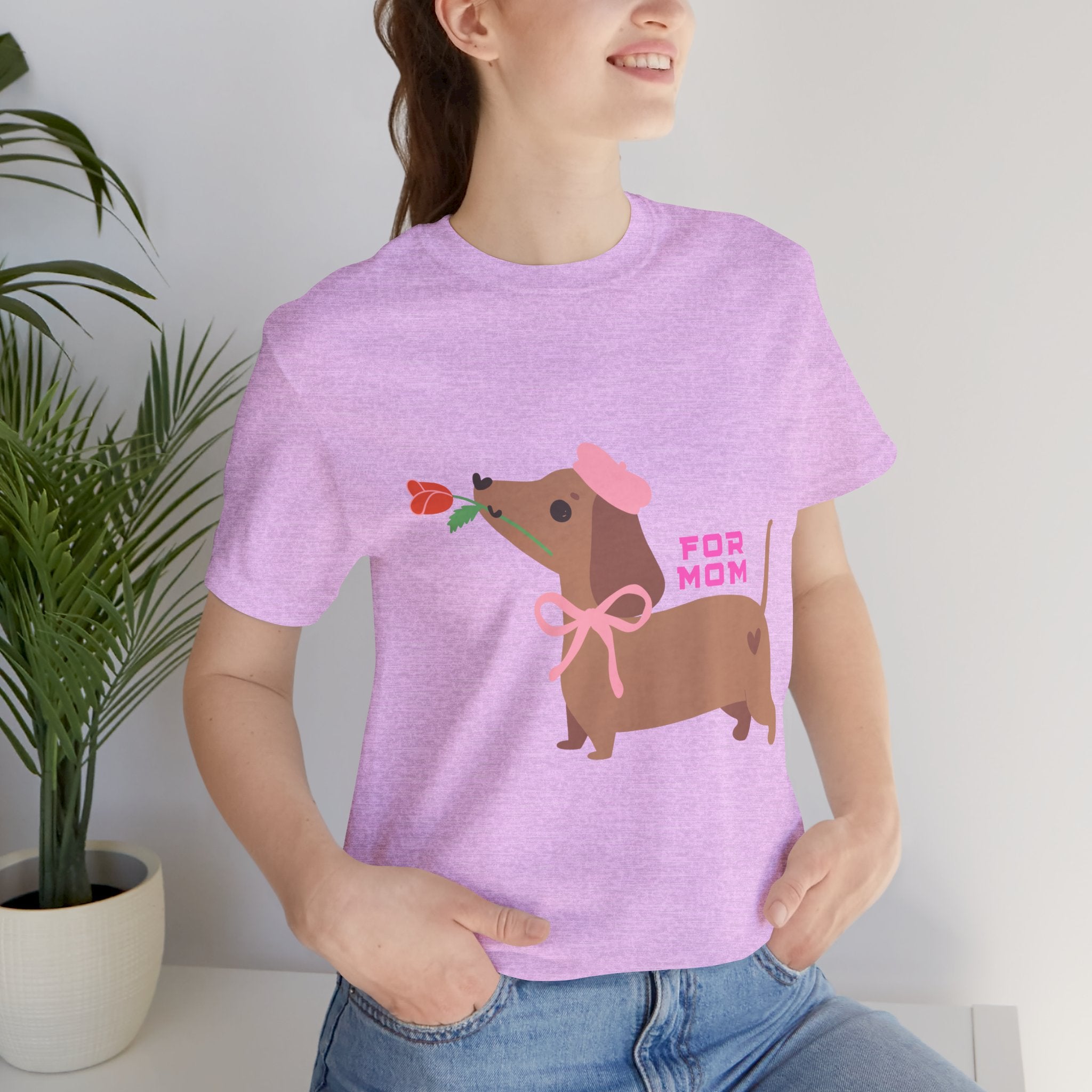 Mommy’s Dachshund Tee – Cute Dog with Rose “For Mom” Shirt