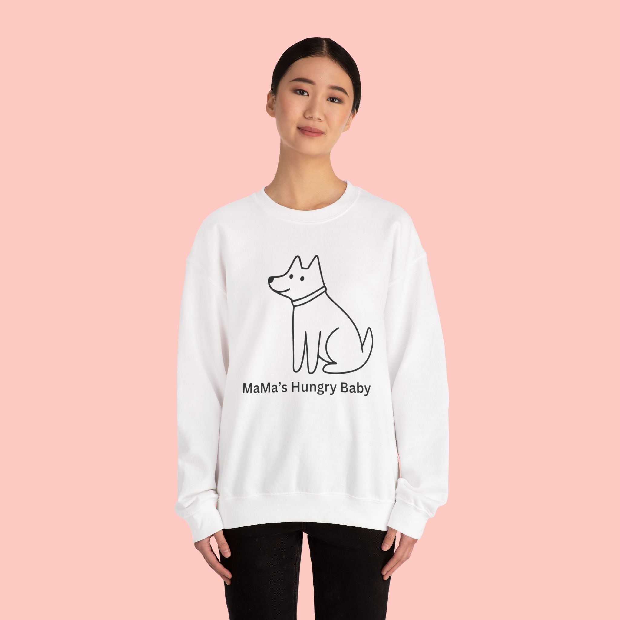 Mama's Hungry Baby Sweatshirt — Cute Minimal Dog Graphic Crewneck
