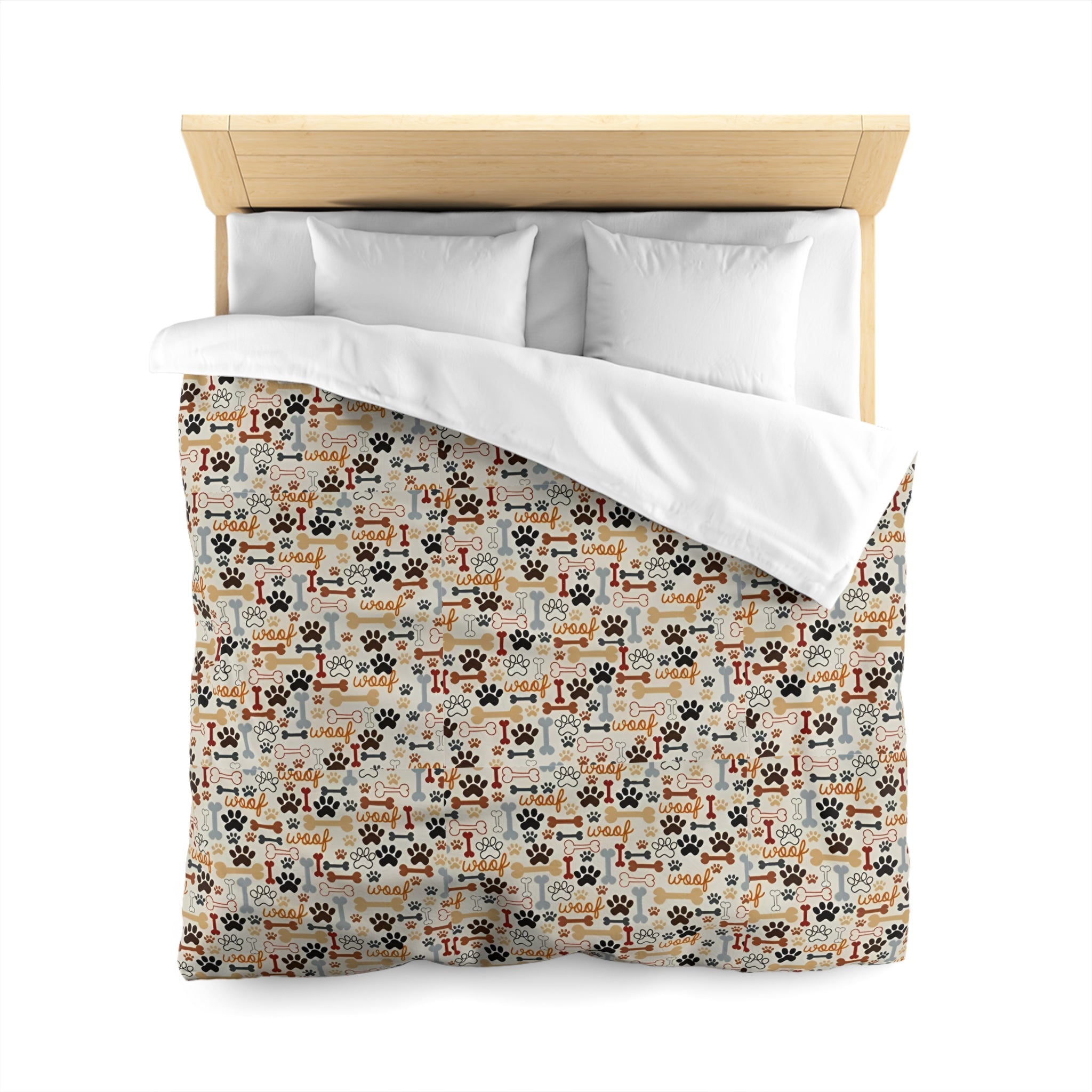 Cat Paw Print Duvet Cover — Cute Cartoon Cats & Paws Microfiber Bedding