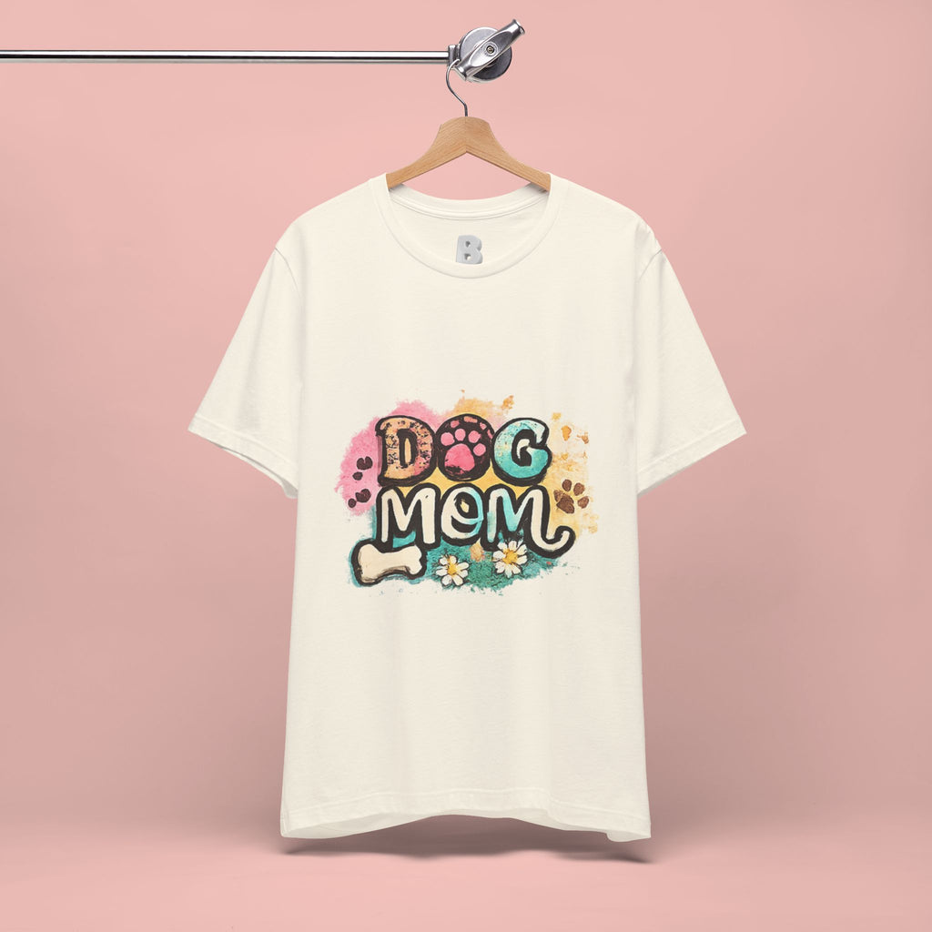 Dog Mom T-Shirt — Colorful Paw Print Graphic Tee for Pet Lovers
