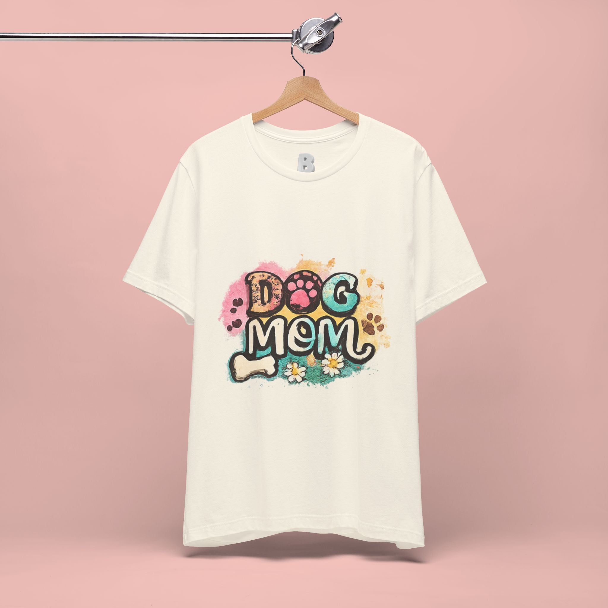 Dog Mom T-Shirt — Colorful Paw Print Graphic Tee for Pet Lovers