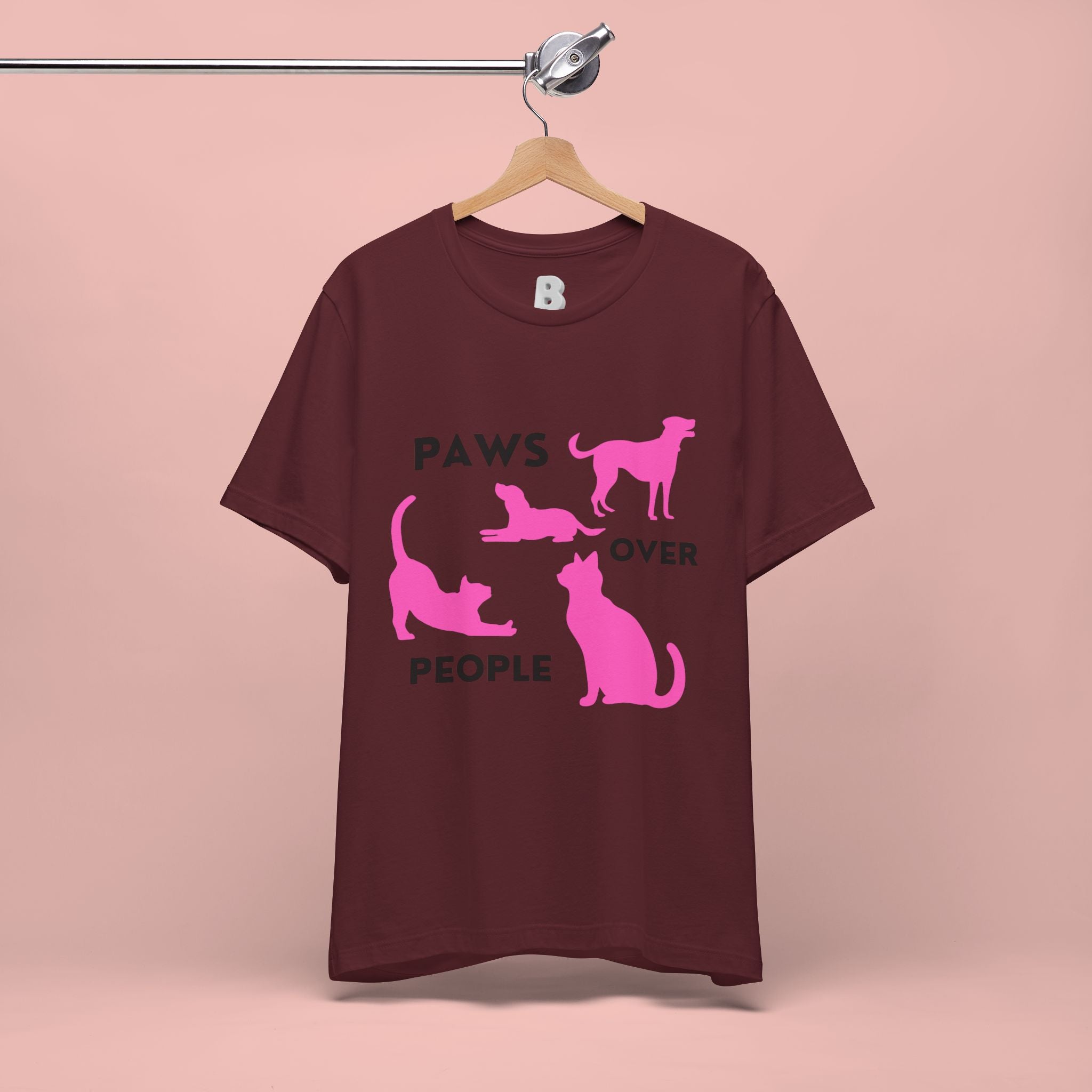 Paws Over People Tee — Pink Cats & Dogs Graphic T-Shirt