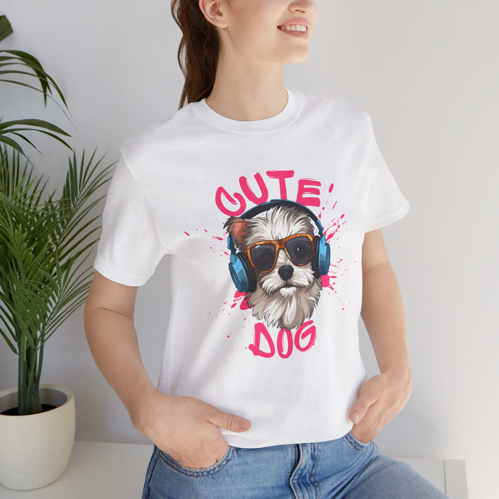 Cute Dog Tee — Headphones Puppy Graphic T-Shirt