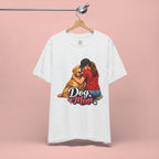 Dog Mom T-Shirt - Cute Woman Hugging Golden Retriever Tee