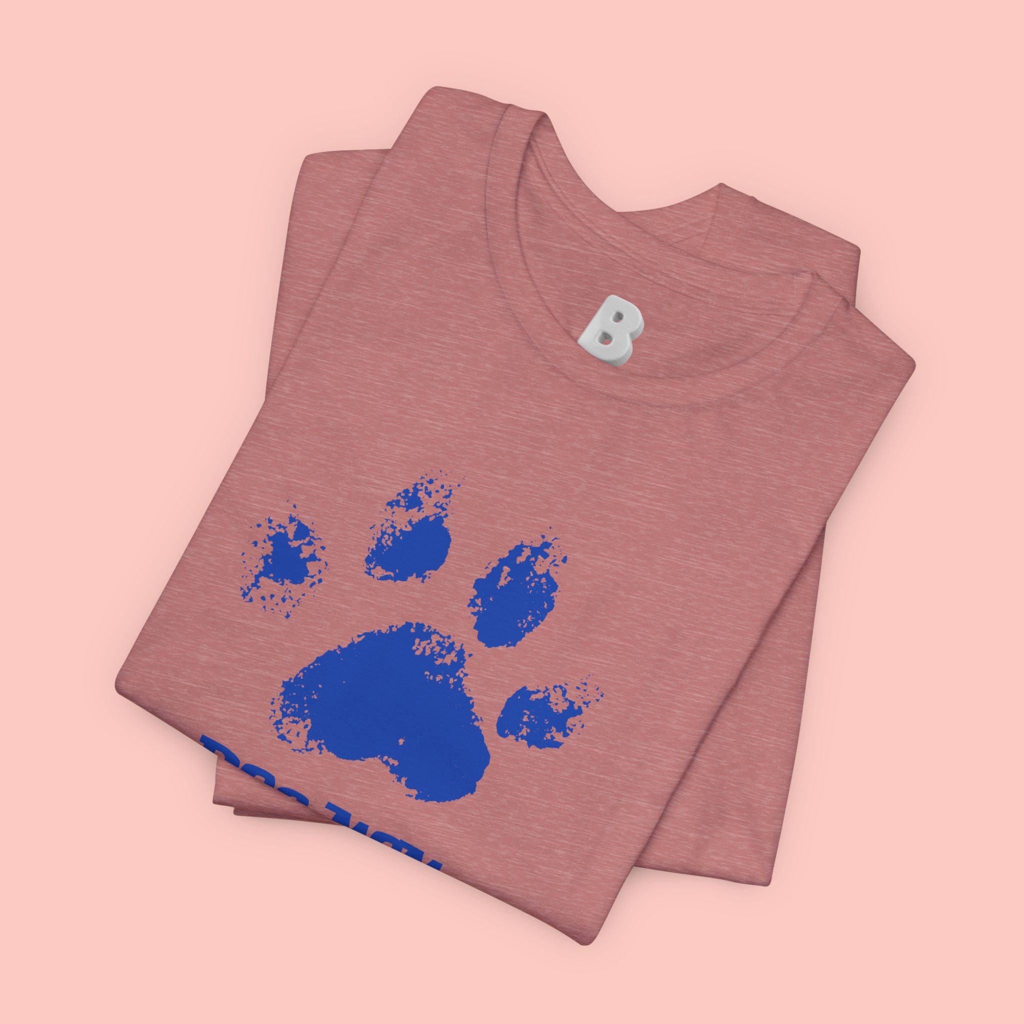 Dog Mom Paw Print T-Shirt — Distressed Blue Design