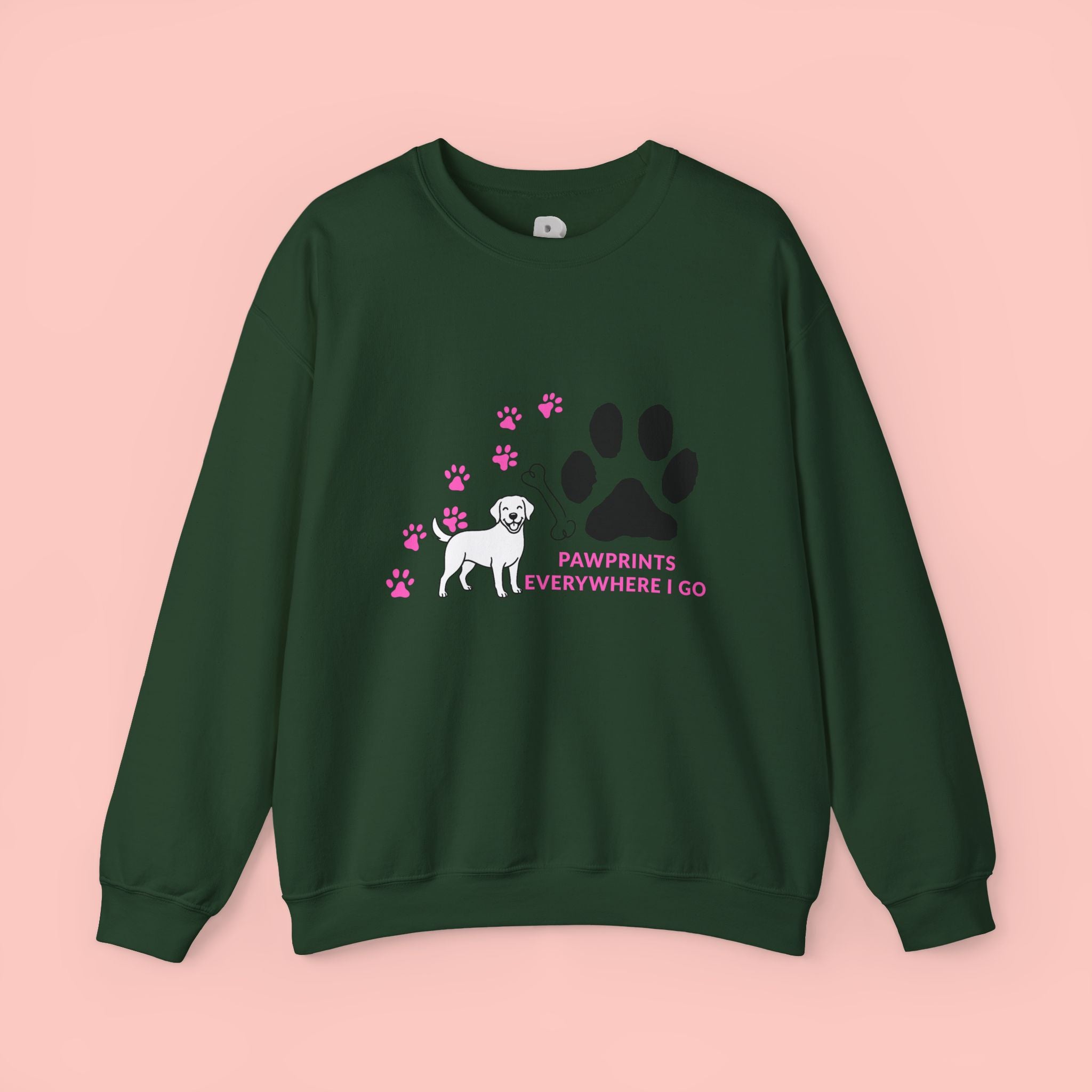 Crewneck Sweatshirt — "Pawprints Everywhere I Go" Dog Lover Graphic