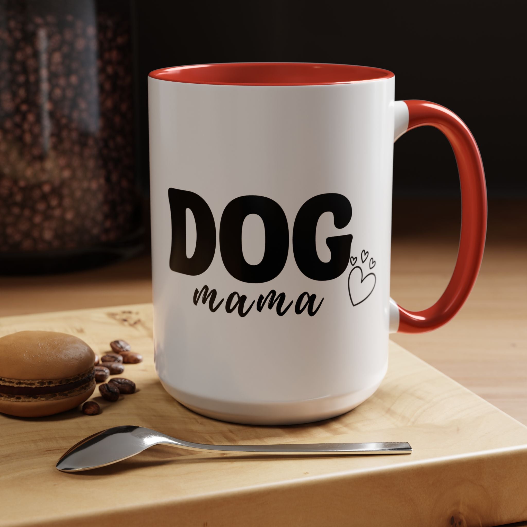 Dog Mama Accent Coffee Mug — Cute Black & White Pet Lover Gift (11/15oz)
