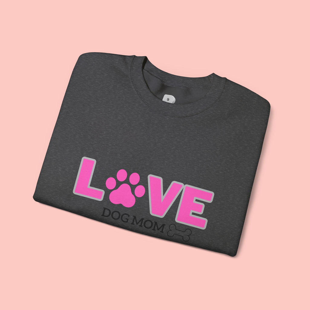 Dog Mom Love Crewneck Sweatshirt — Pink Paw Graphic