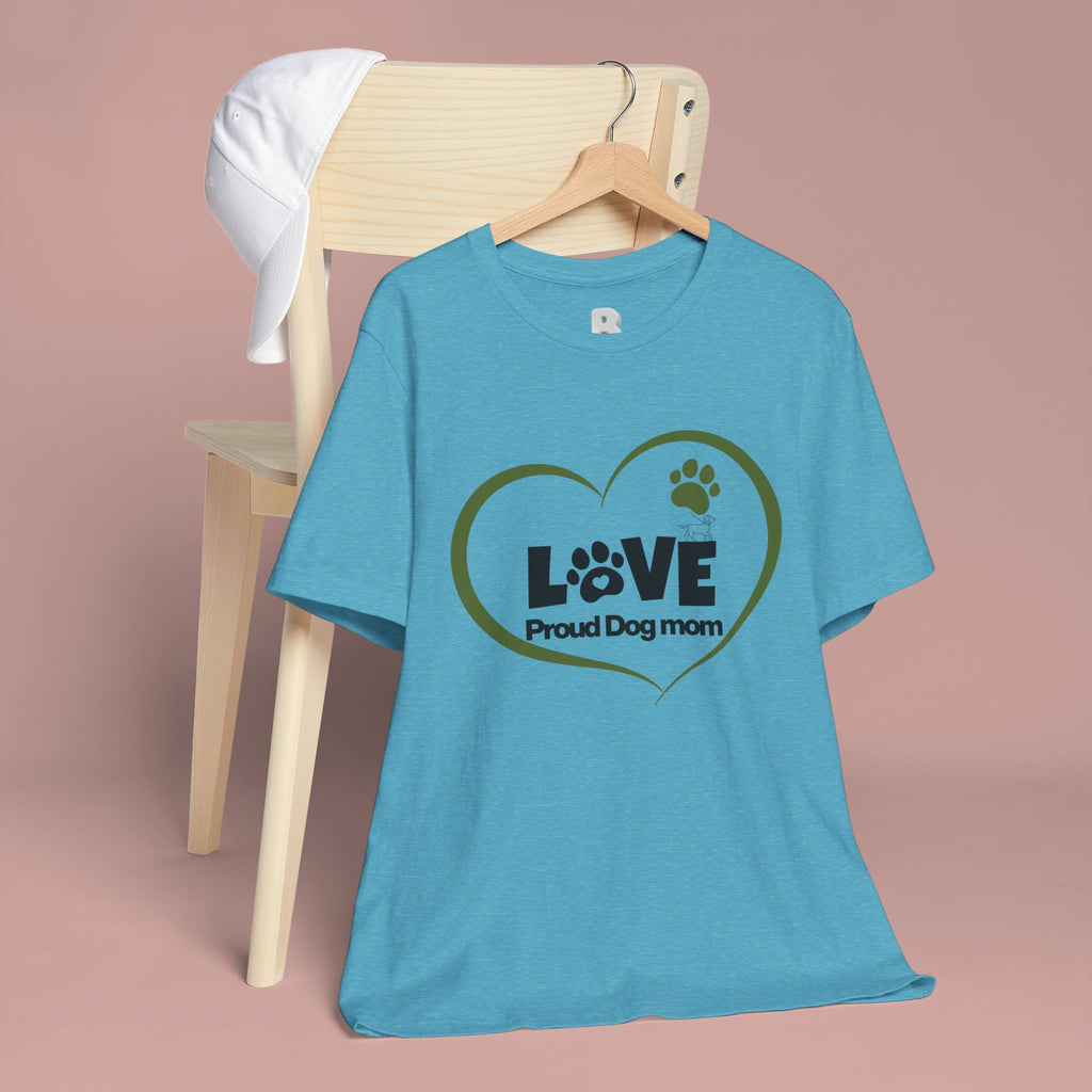 Dog Mom Love T-Shirt — "LOVE Proud Dog Mom" Heart Paw Tee