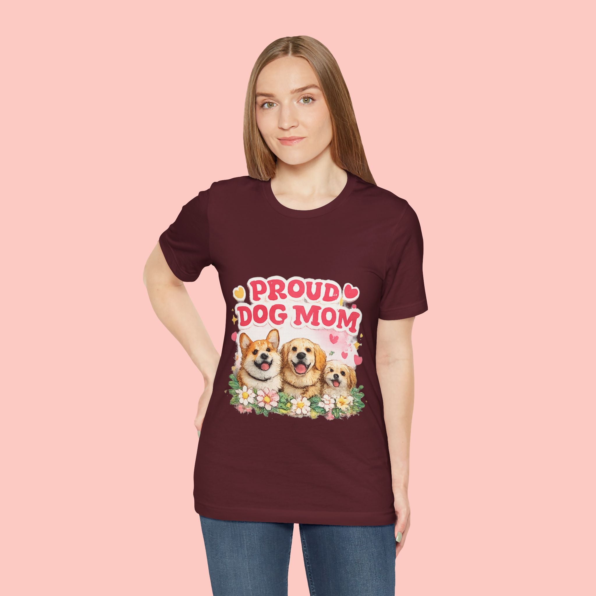 Proud Dog Mom T-Shirt — Cute Corgi & Golden Retriever Floral Tee for Pet Lovers