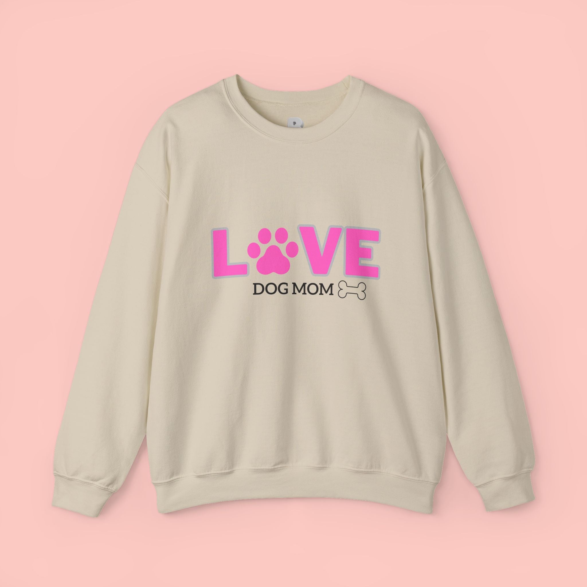 Dog Mom Love Crewneck Sweatshirt — Pink Paw Graphic