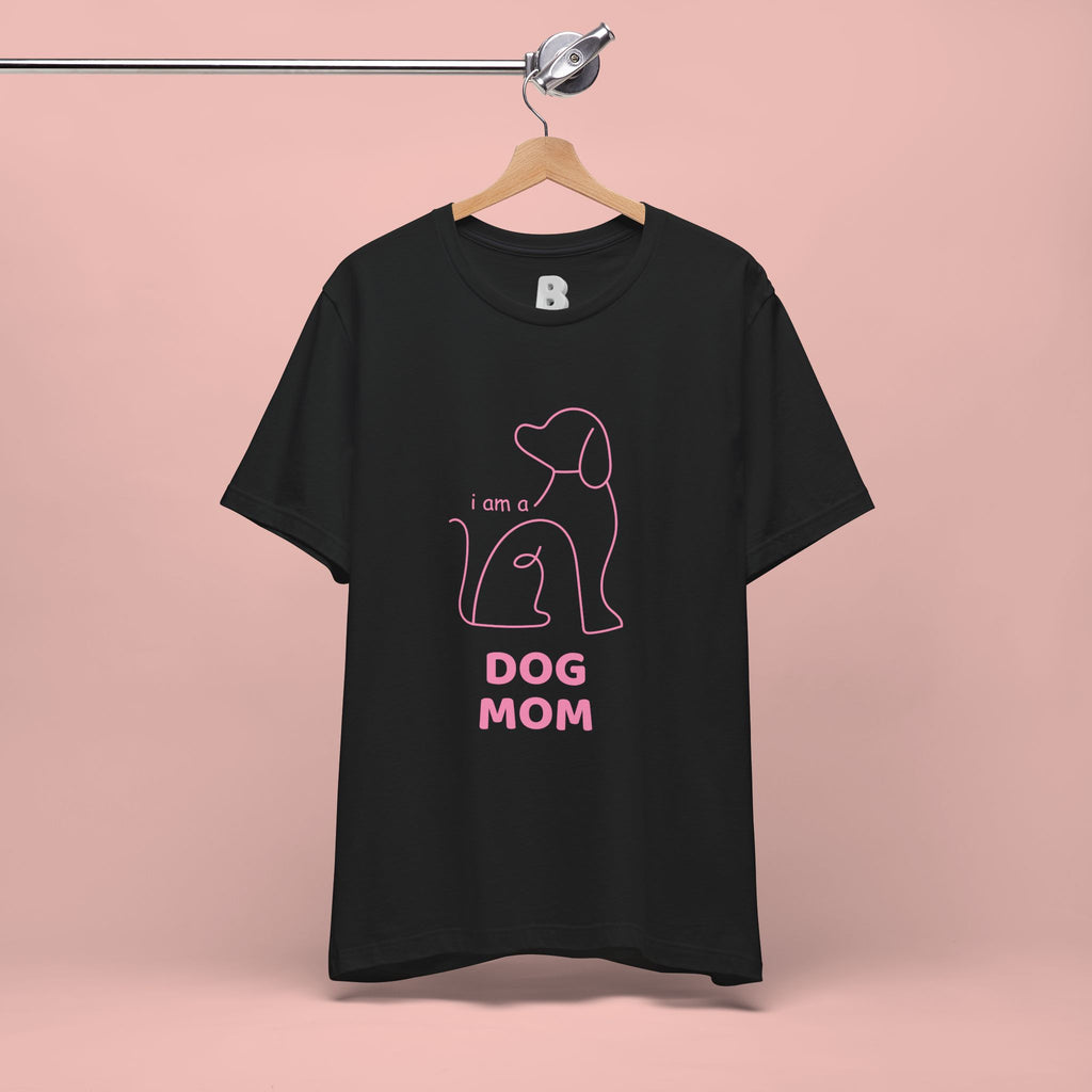 Dog Mom T‑Shirt – Minimal Pink Line Art Dog Tee