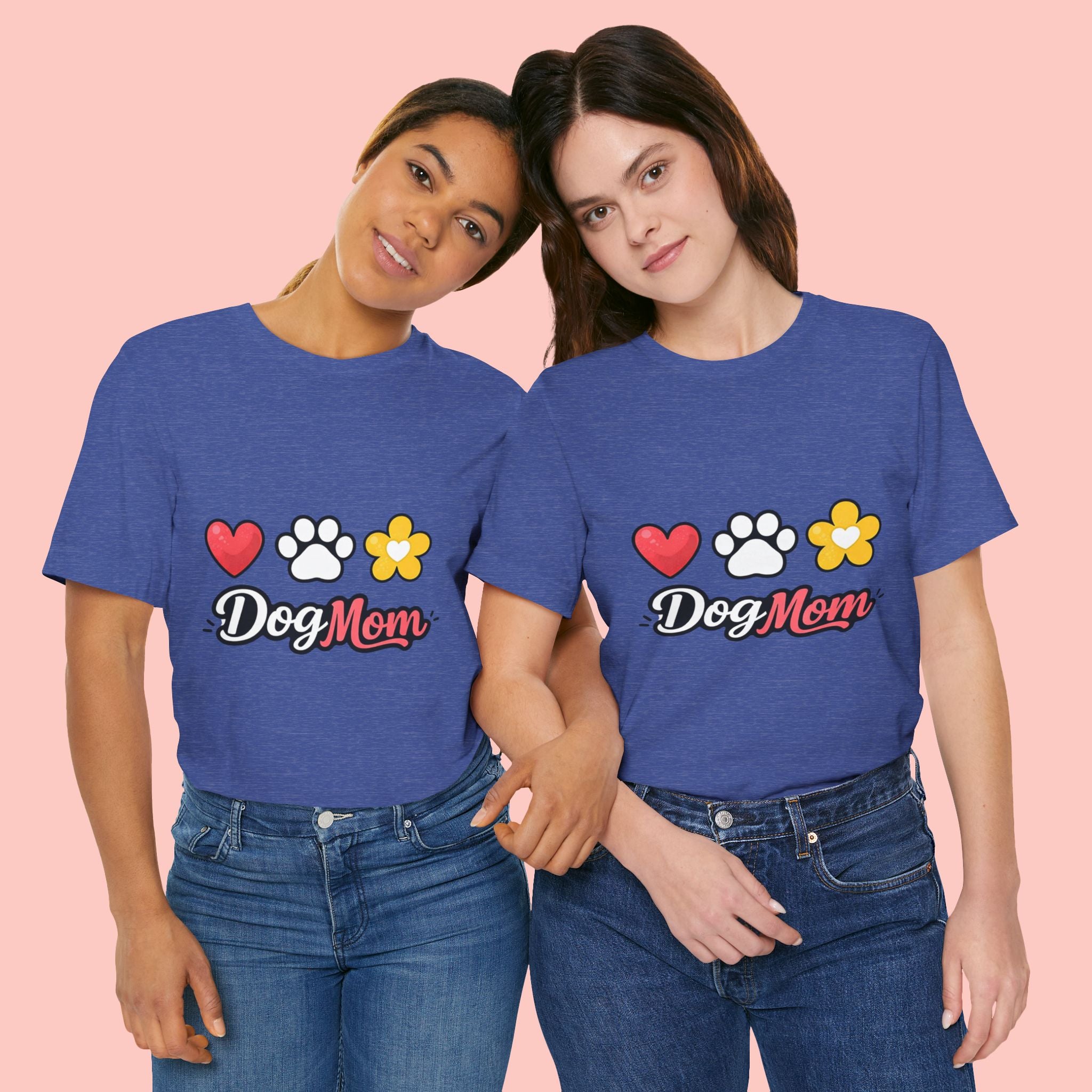 Dog Mom T-Shirt – Heart, Paw & Flower Graphic Tee
