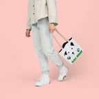 Dog Mom Canvas Tote Bag — Cute Paw Print Dog Face Tote for Pet Lovers