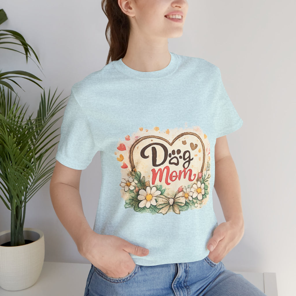 Dog Mom T-Shirt – Floral Paw Heart Graphic Tee