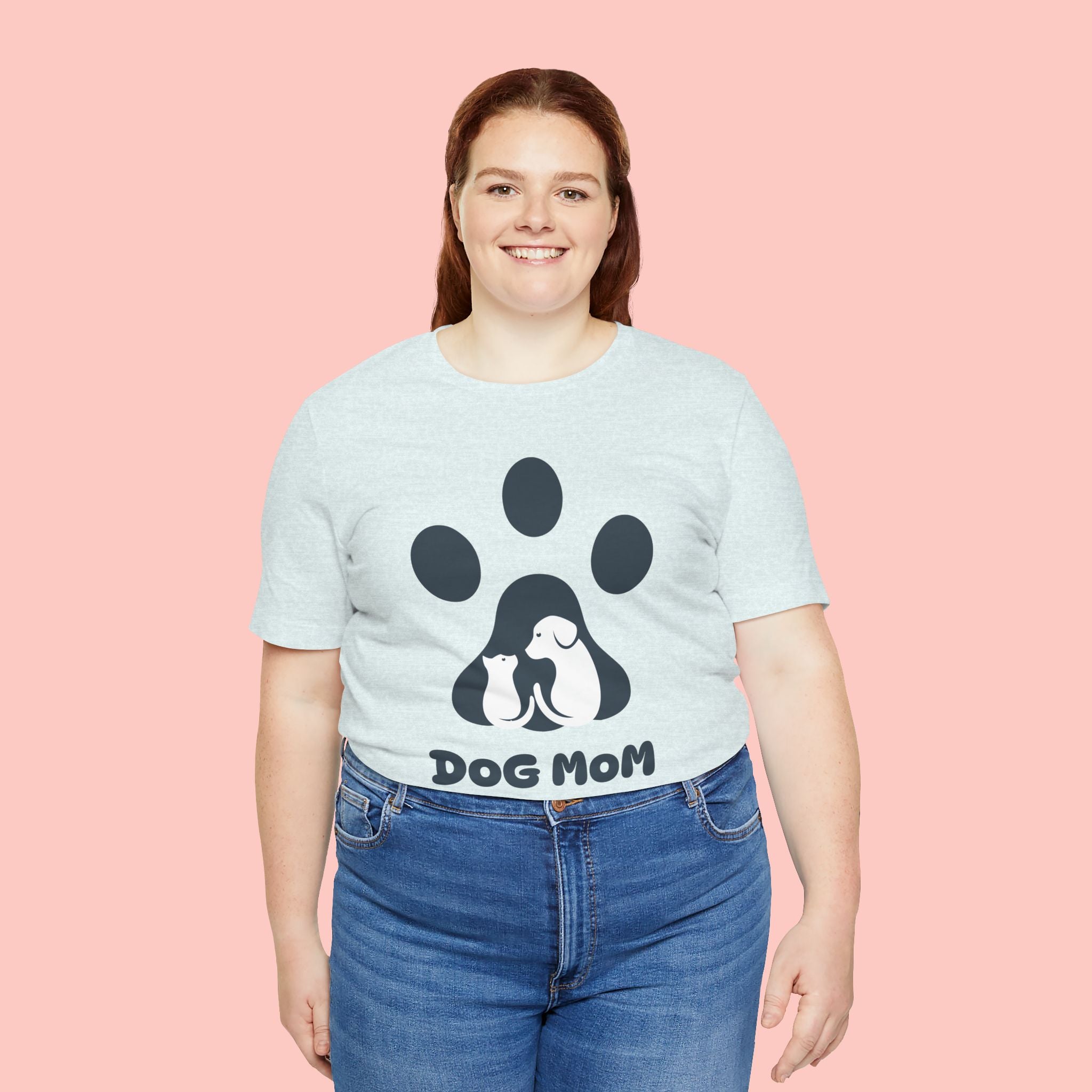 Dog Mom T‑Shirt — Paw Print with Dog & Puppy Graphic