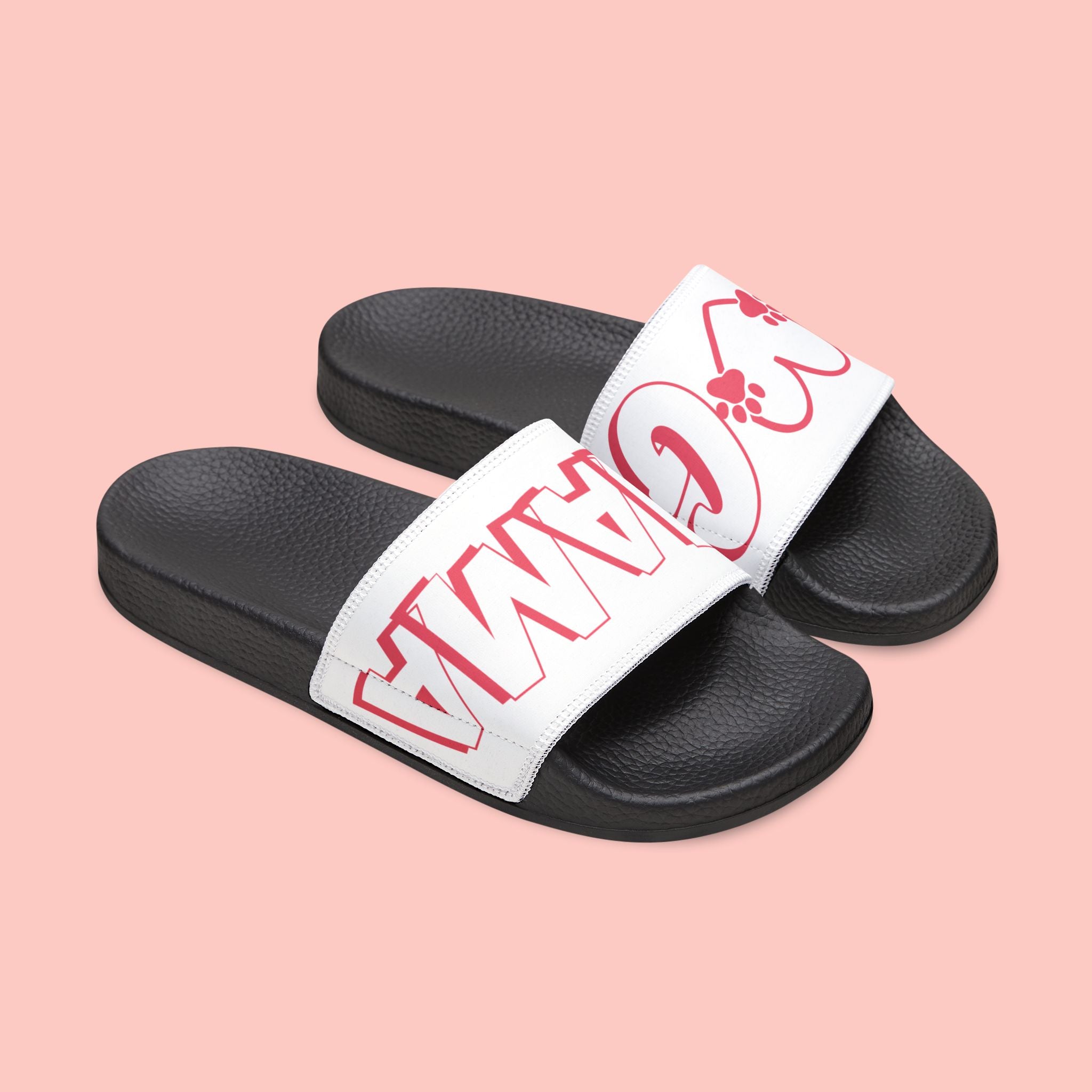 Sandals — 'Dog Mama' White Removable-Strap Slide Sandals