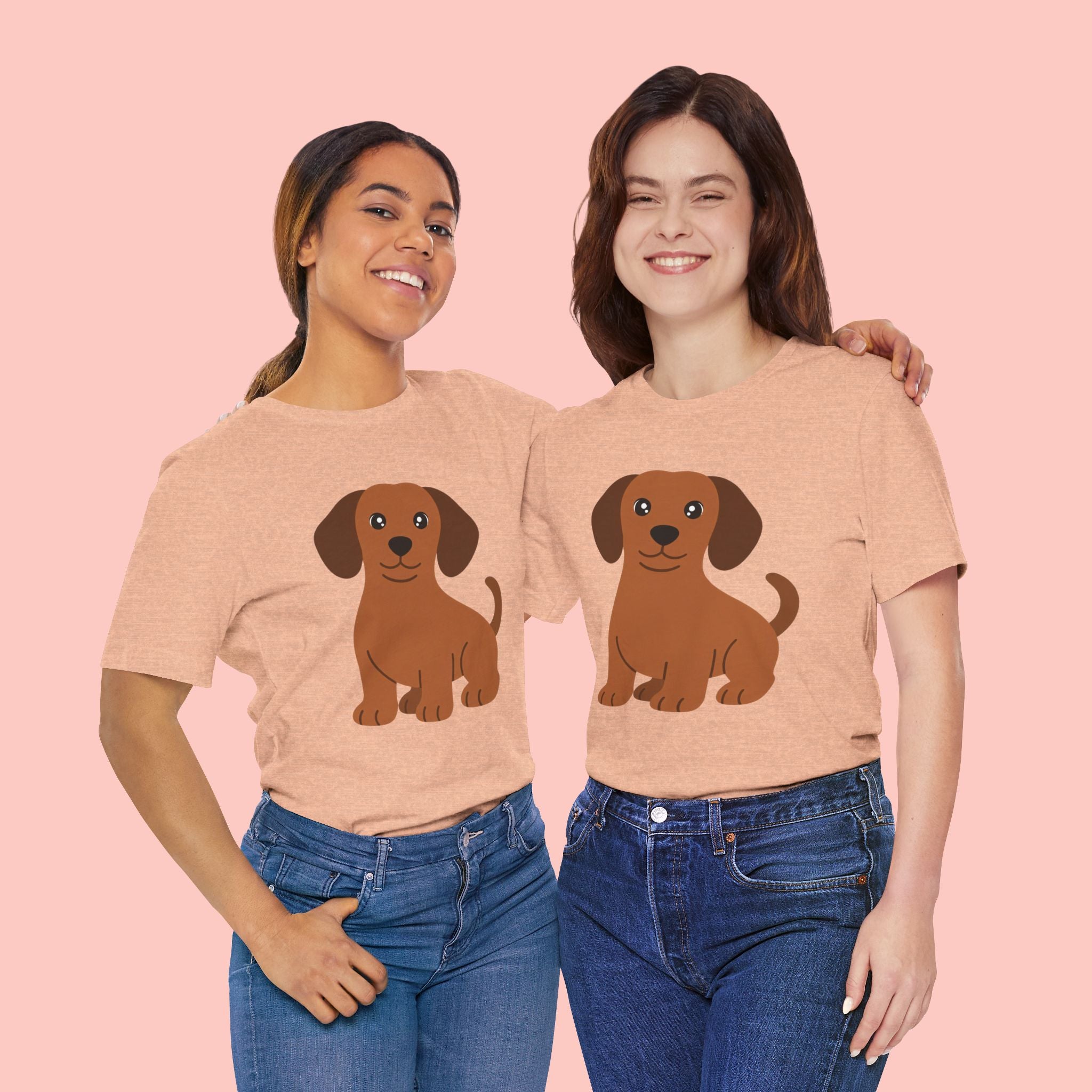 Dachshund Puppy Graphic T-Shirt — Cute Brown Dog Tee