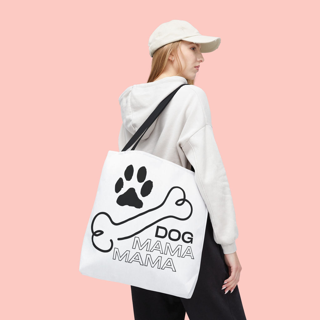 Dog Mama Tote Bag — Paw Print & Bone Graphic Canvas Shopper