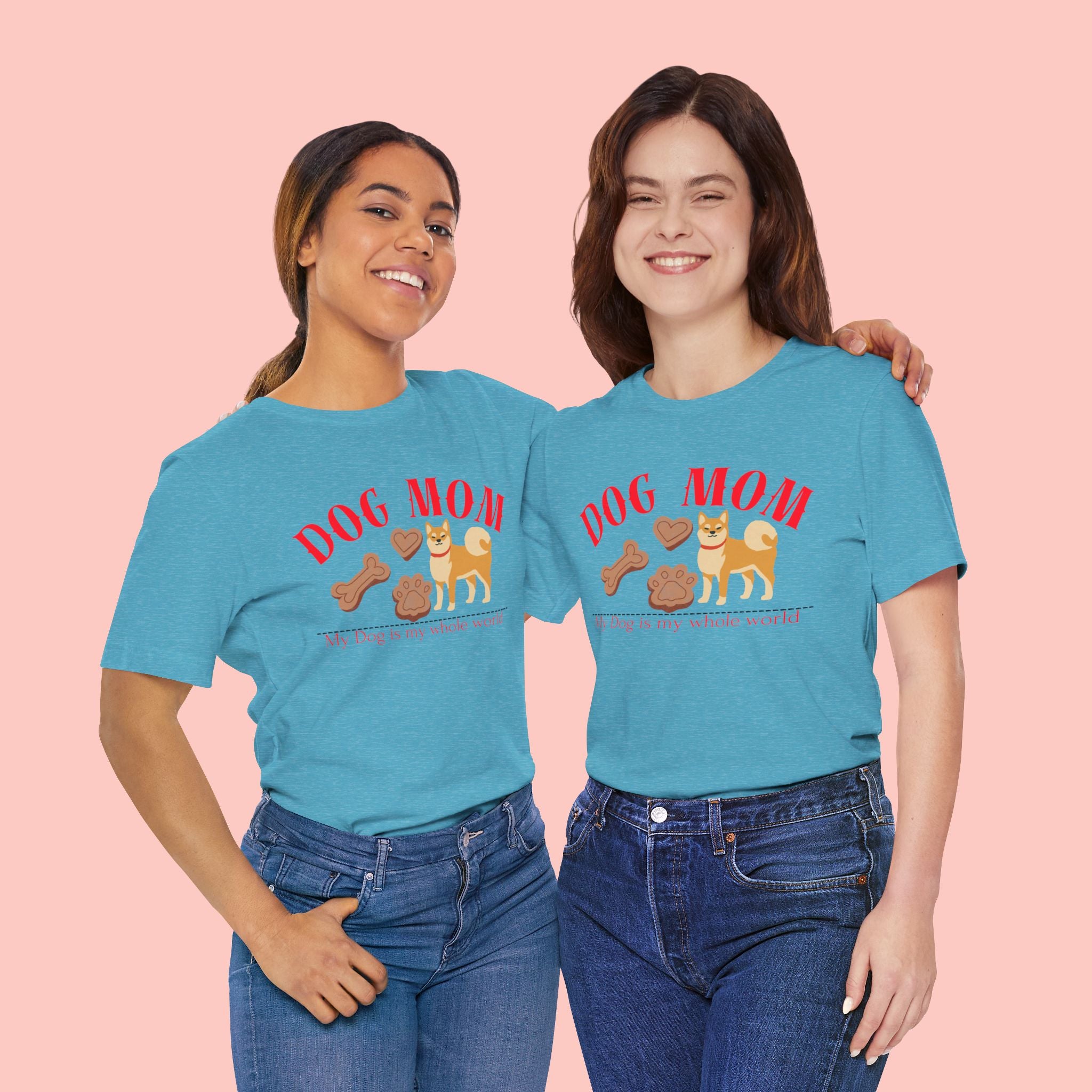 Dog Mom T-Shirt — Cute Shiba & Treats “My Dog Is My Whole World” Tee