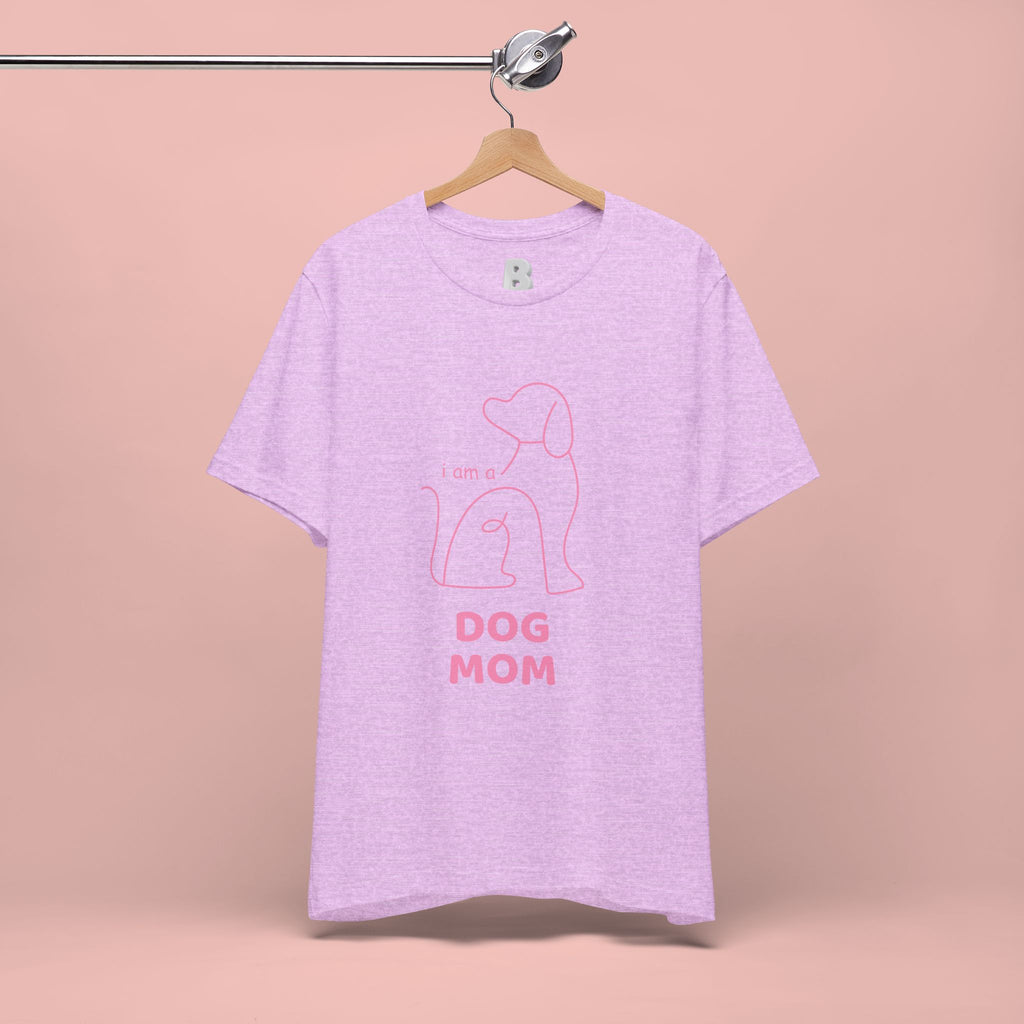 Dog Mom T‑Shirt – Minimal Pink Line Art Dog Tee