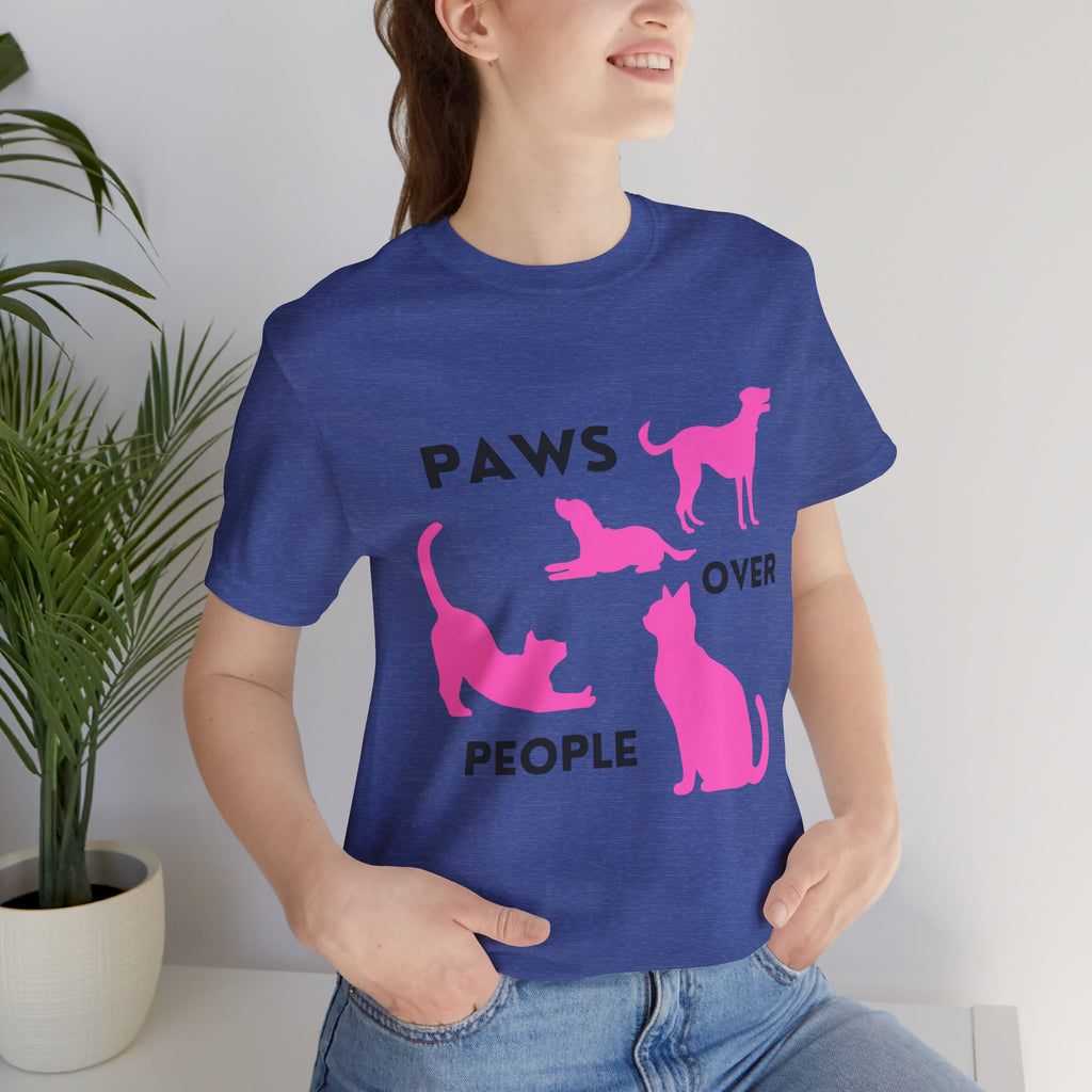 Paws Over People Tee — Pink Cats & Dogs Graphic T-Shirt