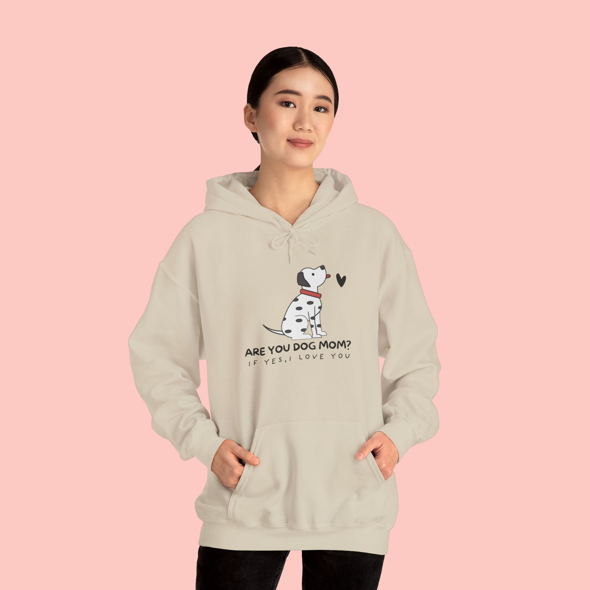 Dog Mom Hoodie — 'Are You Dog Mom?' Cute Dalmatian Graphic Pullover