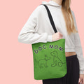 Dog Mom Tote Bag — Green All-Over-Print Cute Line-Drawing Dogs