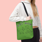 Dog Mom Tote Bag — Green All-Over-Print Cute Line-Drawing Dogs