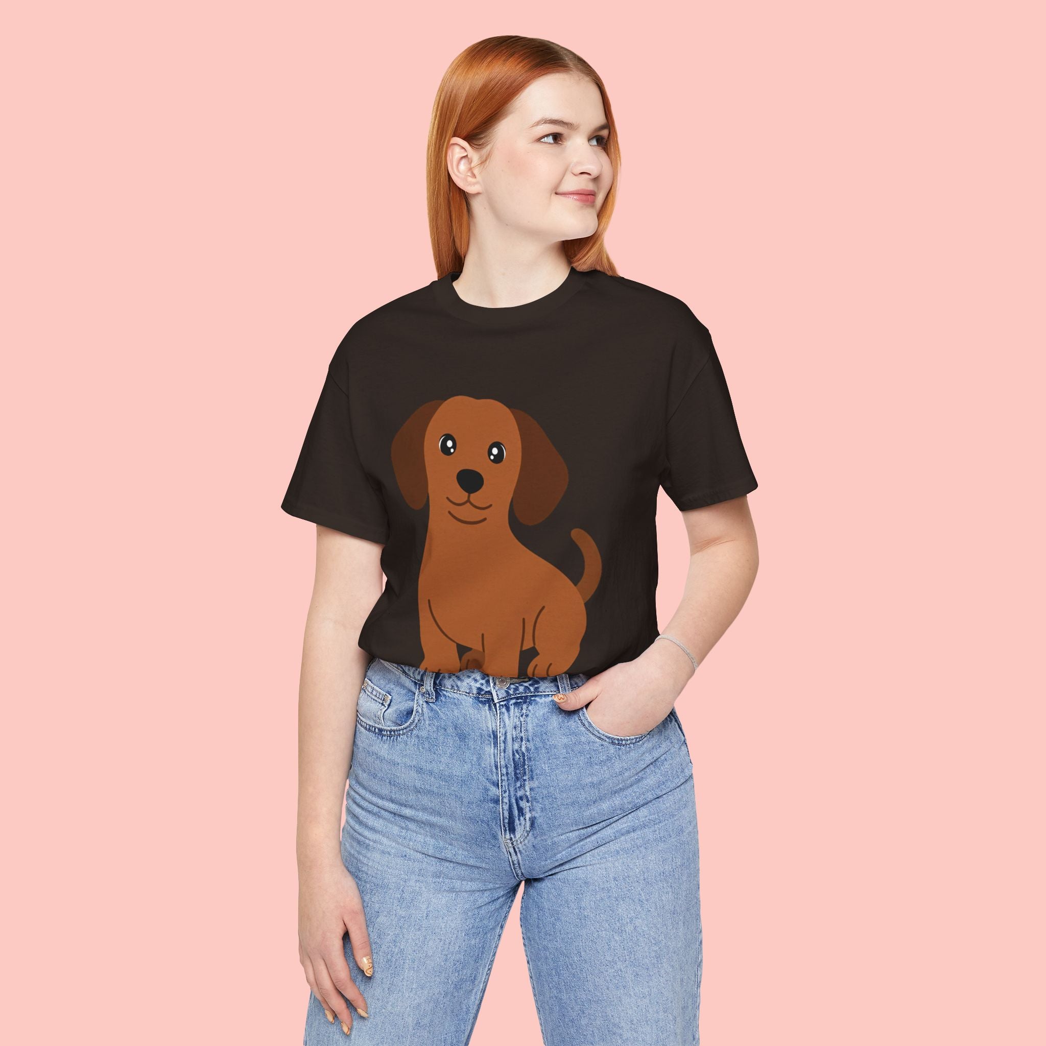 Dachshund Puppy Graphic T-Shirt — Cute Brown Dog Tee