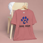 Dog Mom T-Shirt – Blue Paw Graphic "Dog Mom: It's Not a Hobby, It's a Lifestyle"