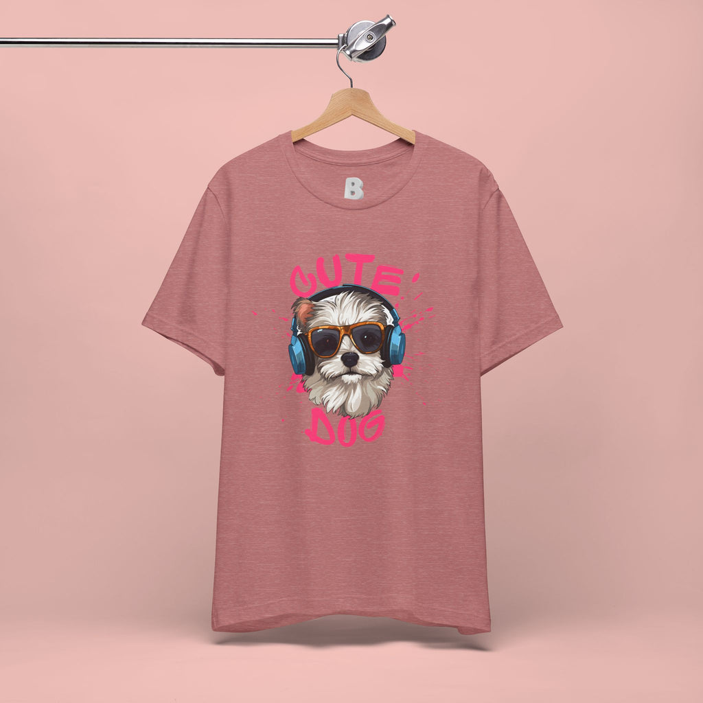 Cute Dog Tee — Headphones Puppy Graphic T-Shirt