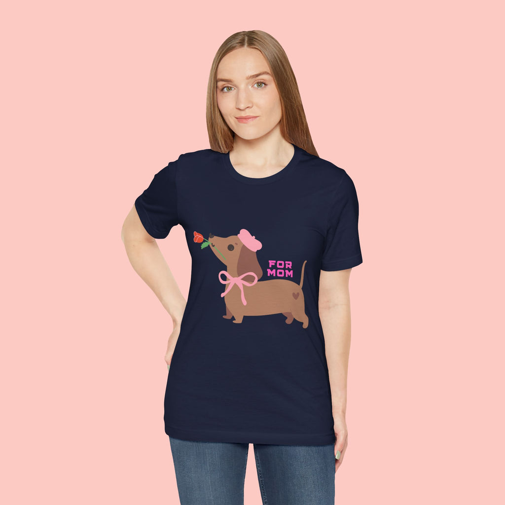 Mommy’s Dachshund Tee – Cute Dog with Rose “For Mom” Shirt