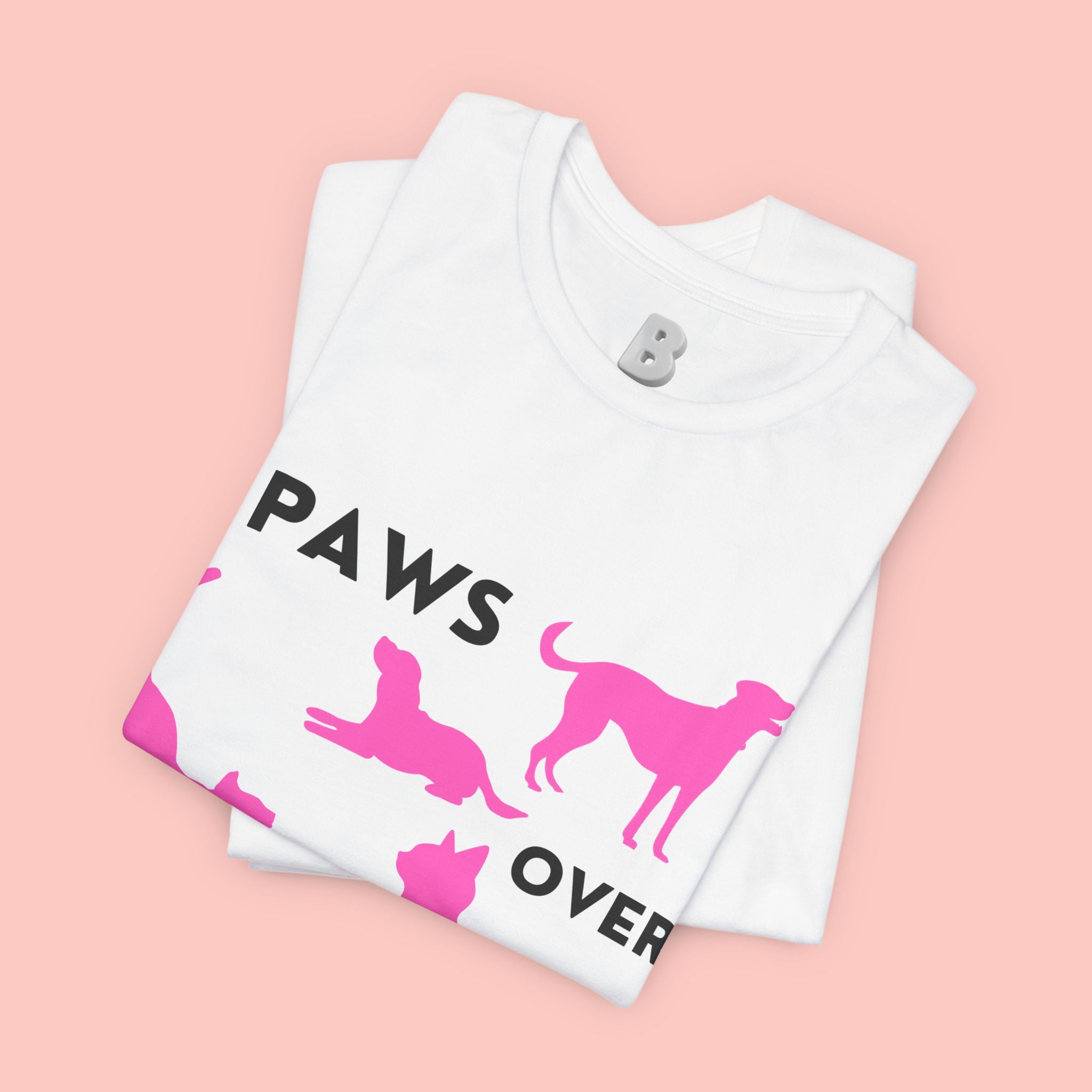 Paws Over People Tee — Pink Cats & Dogs Graphic T-Shirt